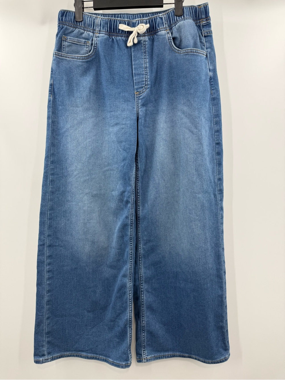 GAP Mid Rise Knit Easy Baggy Jeans Size Medium Drawstring Waistband